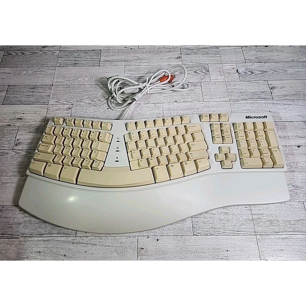 Vintage MICROSOFT Elite Ergonomic Natural Keyboard PS2 Wired Model E06402PS2